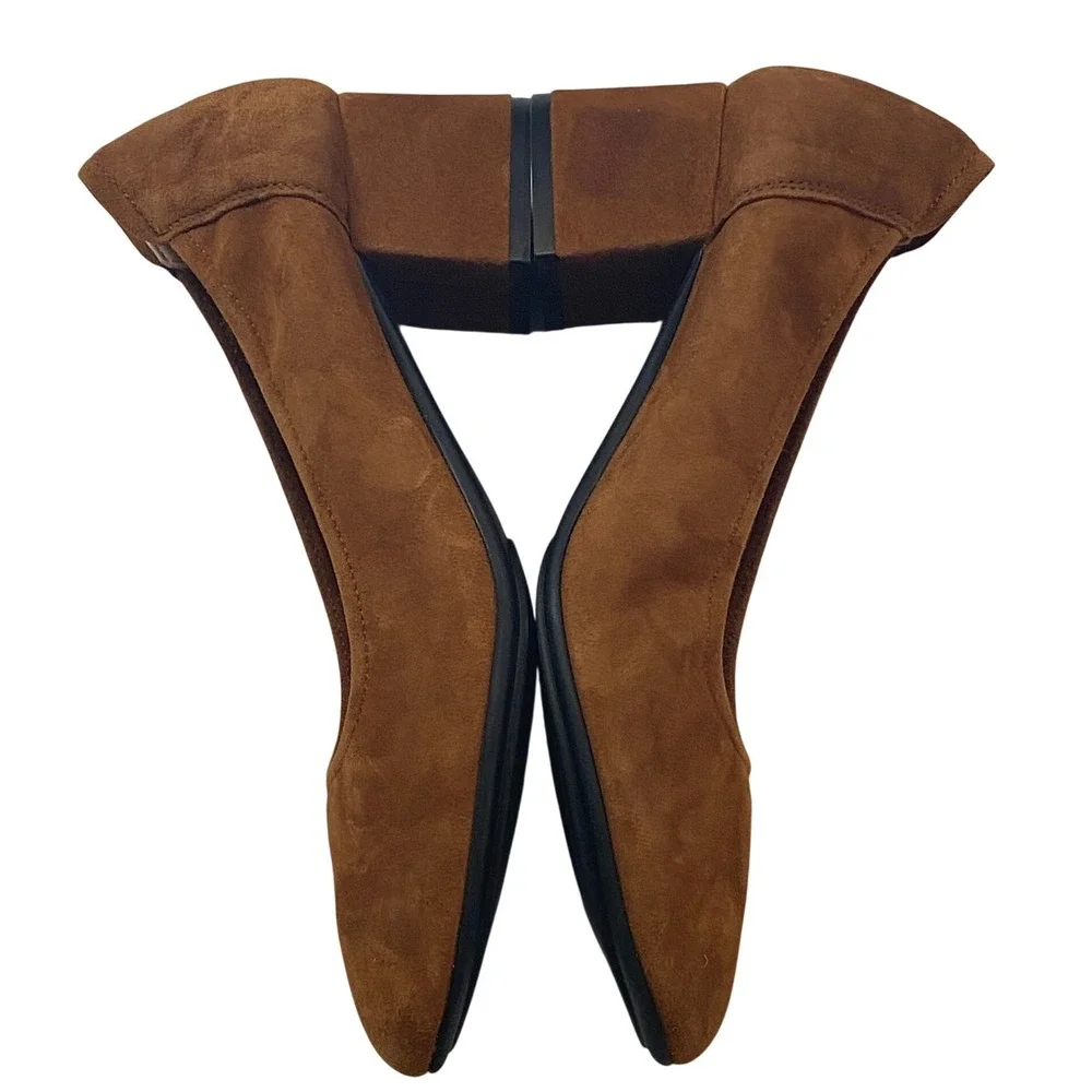 Sabrinas‎ Brown Suede Block Heel Pumps Round Toe Made in Spain EU 38 Womens